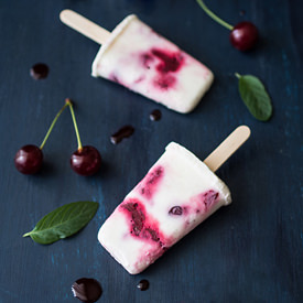 Sour Cherry Yogurt Ice Pops