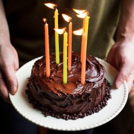 Yellow Birthday Cake with Chocolate