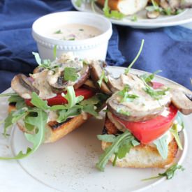 Mushroom, Arugula and Tomato Toast