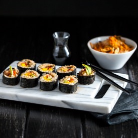 Avocado, Mango & Kimchi Sushi Rolls