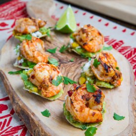 Bite-sized Grilled Shrimp Tostadas