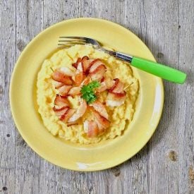 Bacon Wrapped Shrimp with Rutabaga