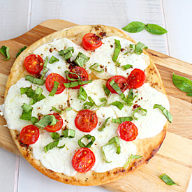 Pizza Margherita on Garlicky Naan