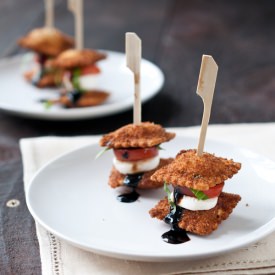Fried Ravioli Caprese Stacks