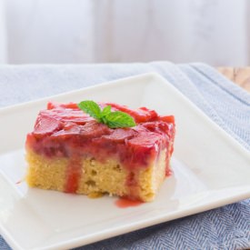 Strawberry Rhubarb Upside-Down Cake