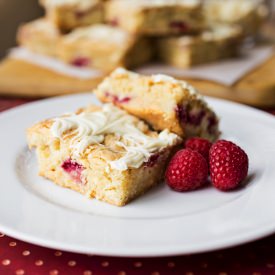 Raspberry “Platinum Blondie” Bars