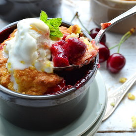 Rhubarb Cherry Cobbler