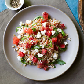 Watermelon, Tomato, and Feta Farro