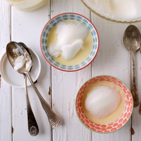 Lemony Snow Pudding & Rose Custard