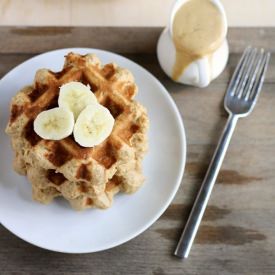 Vegan PB Banana Waffles with Sauce