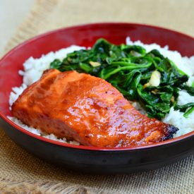 Sweet Chil Salmon Garlic Spinach