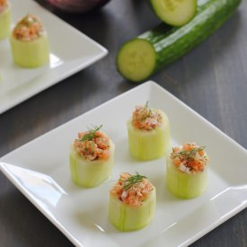 Cucumber Cups w Smoked Salmon Salad
