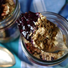 Layered Pecan Blueberry Cobbler