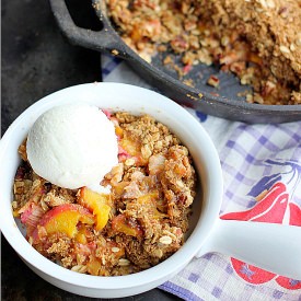 Peach Rhubarb Skillet Crisp