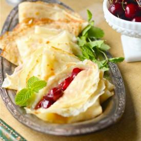 Beer Crepes with Cherry Compote