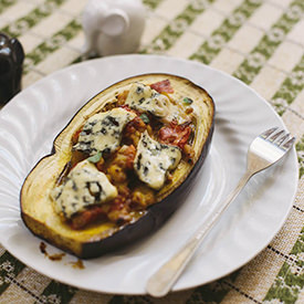 Garlic & Tomato Stuffed Eggplant