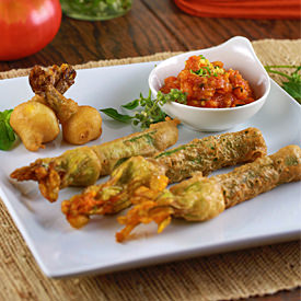 Fried Squash Blossoms Stuffed