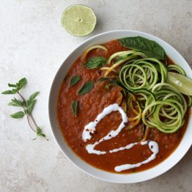 Curry Tomato Soup + Zucchini Noodle