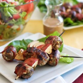 Bacon Apple Pork Meatball Kebabs