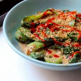 Bok Choy and Peanut Sauce
