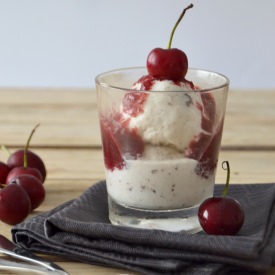 Vanilla Ice Cream with Cherry Sauce