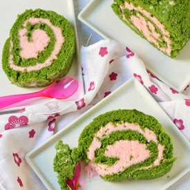 Green Tea Cherry Blossom Roll Cake