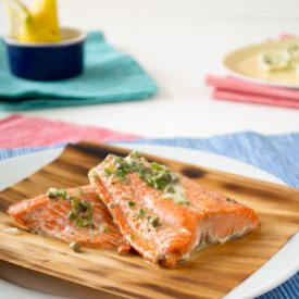 Grilled Salmon & Caper Chive Butter