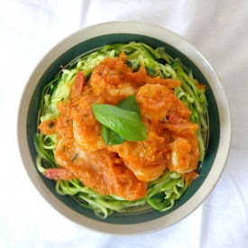 Zoodles with Shrimp & Tomato Sauce