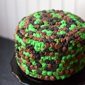 Camouflage Pom Pom Cake