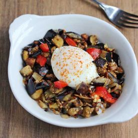 Eggplant Pepper Mushroom Hash