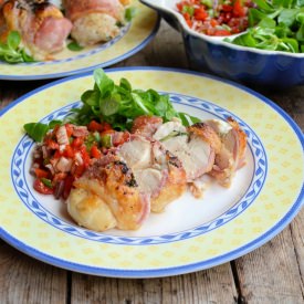 Bacon Wrapped Chicken with Basil
