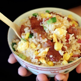 Crispy Pork Cheeks and Bacon Rice