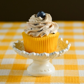 Lemon Cupcakes + Blueberry Buttercream