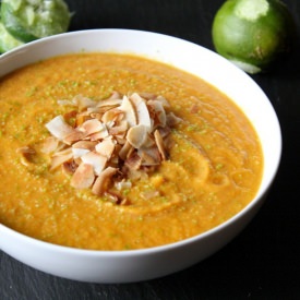 Pumpkin Lime Soup w Toasted Coconut