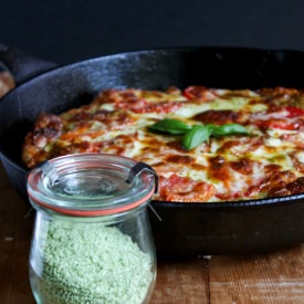 Pesto Pizza with Basil Salt