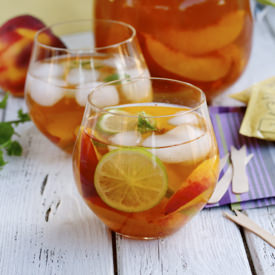 Iced Sencha Tea With Peaches & Lime
