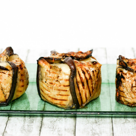 Pasta Timbales in Aubergine Crust