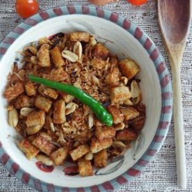 Fried Tempeh in Toasted Coconut