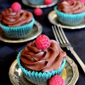 Double Chocolate Raspberry Cupcakes