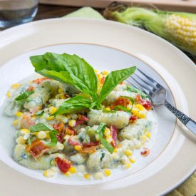 Zucchini Ricotta Gnocchi and Corn