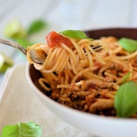 Noodles in a Spicy Sauce Bolognese