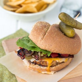 Caramelized Beer Onion Bacon Burger