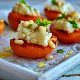 Grilled Apricots with Goat Cheese
