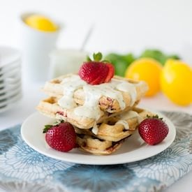 Strawberry Waffles with Cream Sauce