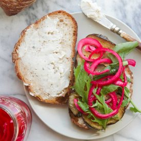 Eggplant, Onion, + Boursin Sandwich