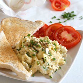 Goat’s Cheese and Chive Eggs