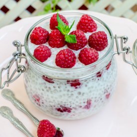 Tapioca Pudding with Raspberries