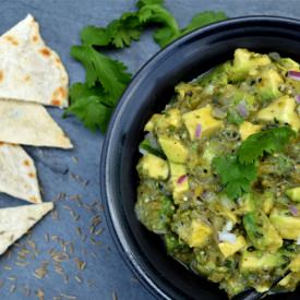 Fire Roasted Tomatillo Guacamole
