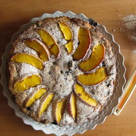 Peach and Blueberry Polenta Cake