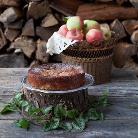 Apple, Lemon Cake with Hazelnuts